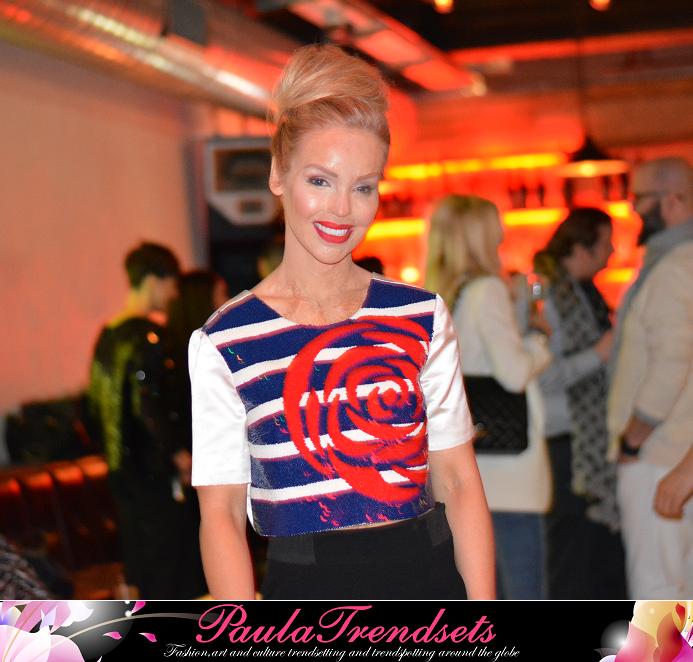 KSweet and radiant; katie Piper watched the show from the front row, wearing a top from Kolchagov Barba's Spring Summer 2015 collection.