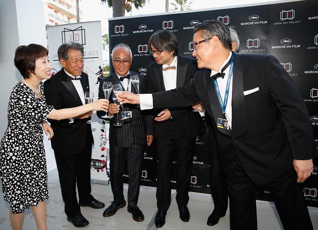 Kyoko Kashiwabara, Yasushi Shiina, Yokichi Osato, Kundo Koyama, Tom Yoda, Jay Sakomoto, Tsuguhiko Kadokawa and Yoshishige Shimatani attend the Japan Day Project Party during the 68th annual Cannes Film Festival on May 18, 2015 in Cannes, France. (Photo by Tristan Fewings/Getty Images for Japan Day Project)