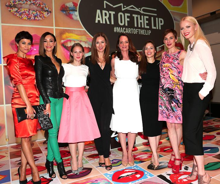 MUNICH, GERMANY - JUNE 24: Najet el Kamel, Verona Pooth, Alicia von Rittberg, Gabriele Medingdoerfer, General Director M.A.C. Cosmetics, Natalia Woerner, Mina Tander, Christiane Paul, Franziska Knuppe during the presentation of 'Art of the Lip' by MAC Cosmetics at Haus der Kunst on June 24, 2015 in Munich, Germany. (Photo by Gisela Schober/Getty Images)