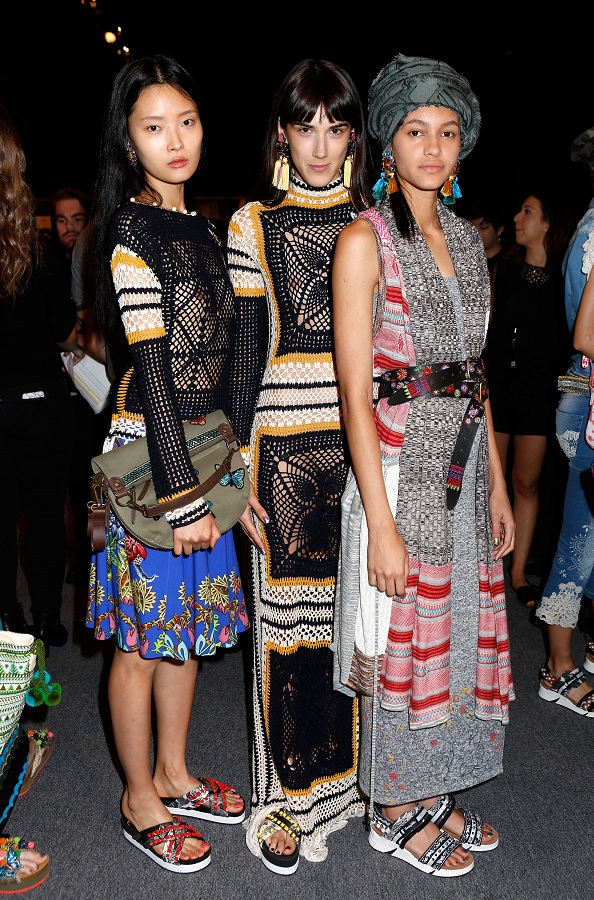 NEW YORK, NY - SEPTEMBER 08: Models pose backstage at the Desigual fashion show during New York Fashion Week: The Shows at The Arc, Skylight at Moynihan Station on September 8, 2016 in New York City. (Photo by Thos Robinson/Getty Images for Desigual)