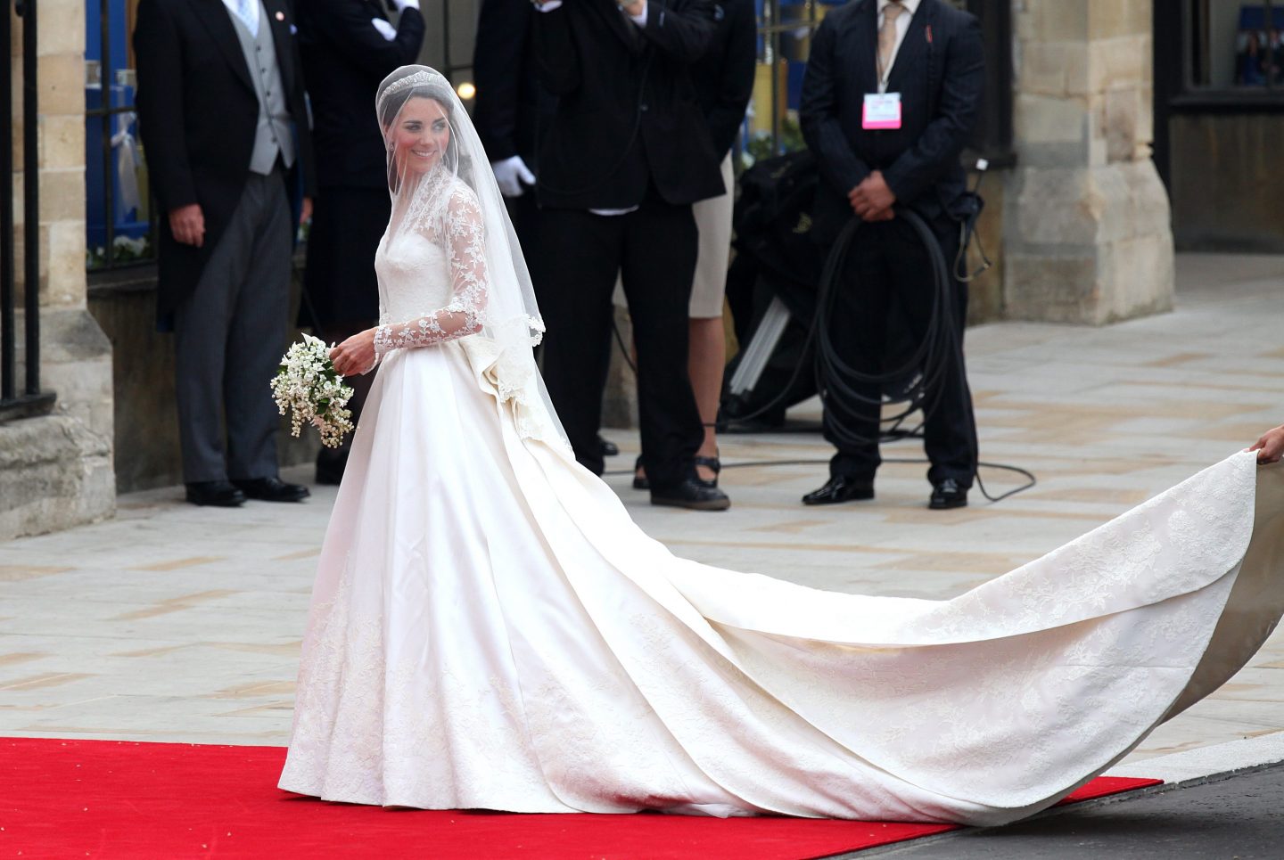 Princess Catherine’s wedding dress displayed in Buckingham Palace