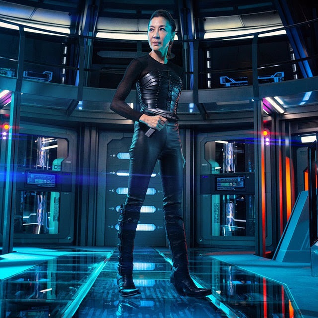 Michelle Yeoh wearing Una Burke leather bodice in Star Trek Discovery