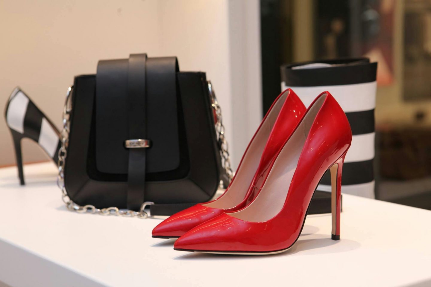 Women's high heels and handbag